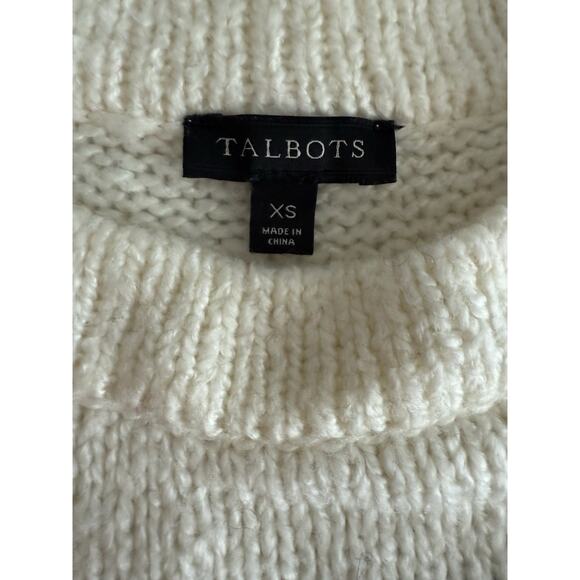 Y2K Talbots Cream Retro Fair Isle Ski Lodge Sweater Wool Blend Cozy Nordic XS - Picture 2 of 5